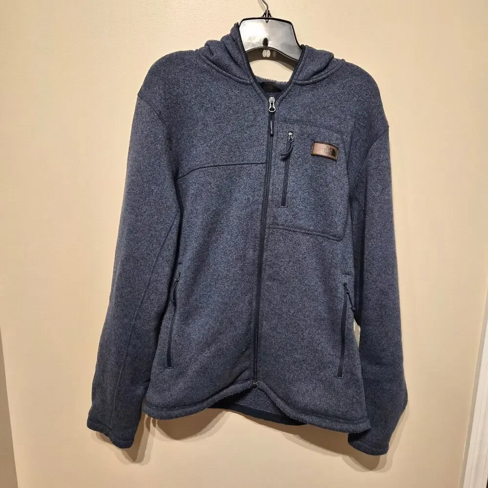 The North Face Large Gordon Lyons Full Zip Hooded Fleece Jacket Blue